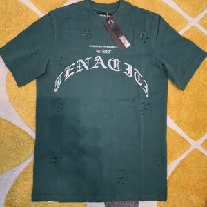 Tenaciti Studios green and white distressed tee with an amazing graphic design